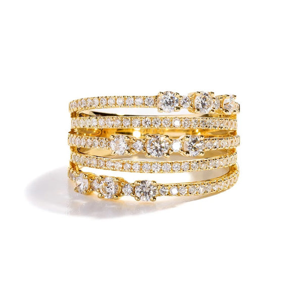 5 Row Split Shank Diamond Ring - 1